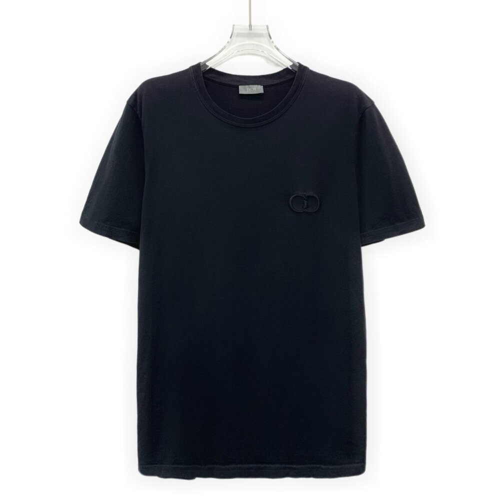 Dior 2023 Essentials Collection Black CD Letter Embroidered Cotton Crew Neck Sho